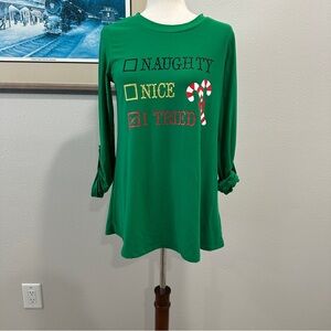 MerryWear Women’s size small Christmas shirt, naughty, nice, I tried